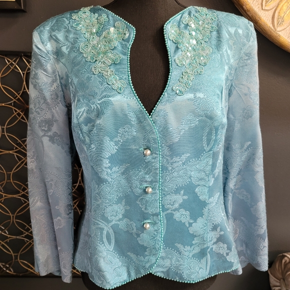 Vtg. Sequin Blouse - Picture 1 of 8